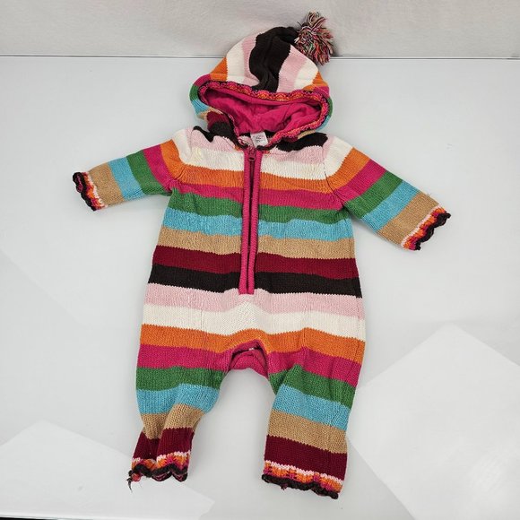 Baby Gap Colorful Stripe Girl Knit Romper Onesie All in One Sweater Outfit 0-3 - Picture 1 of 3